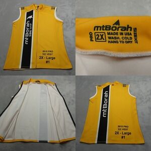 Mt Borah Cycling Vest Mens 2XL Yellow 2013 Pro XC Full Zip Sleeveless‎ USA Made